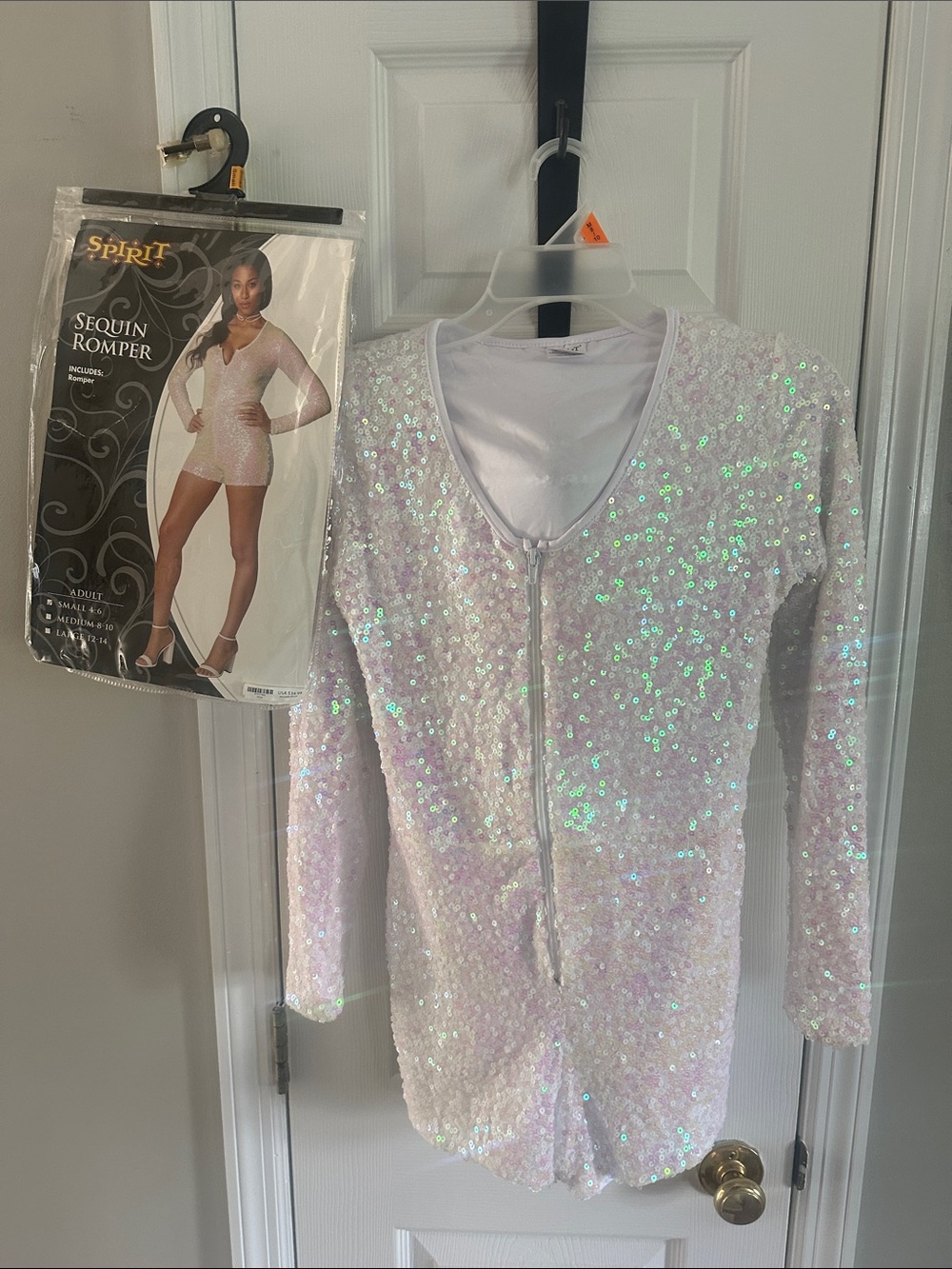 Spirit Iridescent Sequin Romper in White